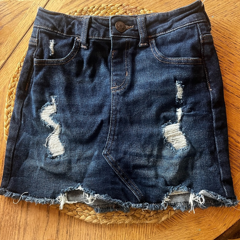 Justice Distressed Denim Mini Skirt Size 10